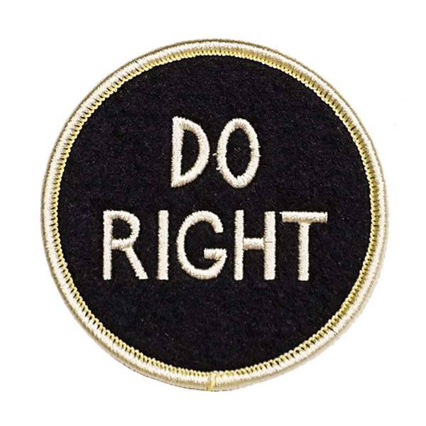 Round patch with 'DO RIGHT' text on a black background
