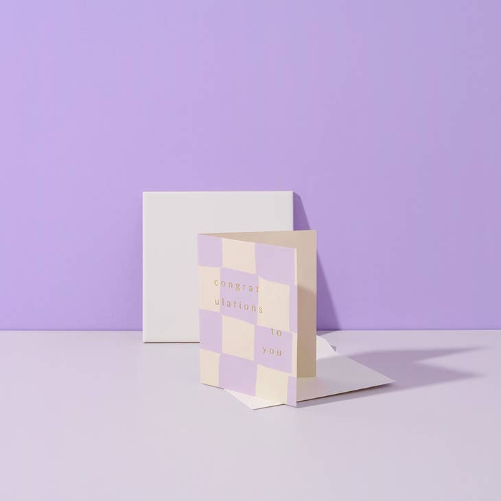 Lavender Purple Checker Congratulations Card