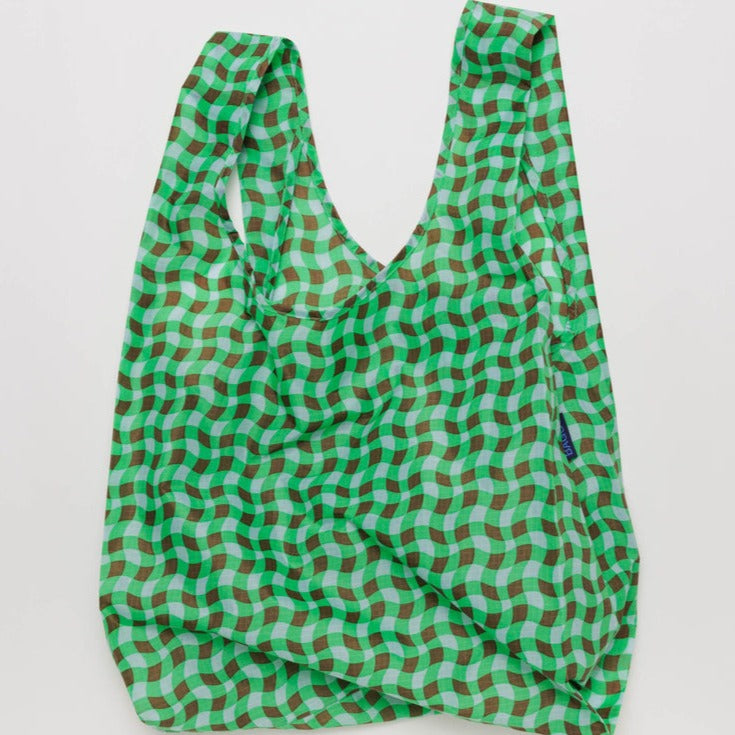 Wavy Gingham Green Reusable Standard Bag