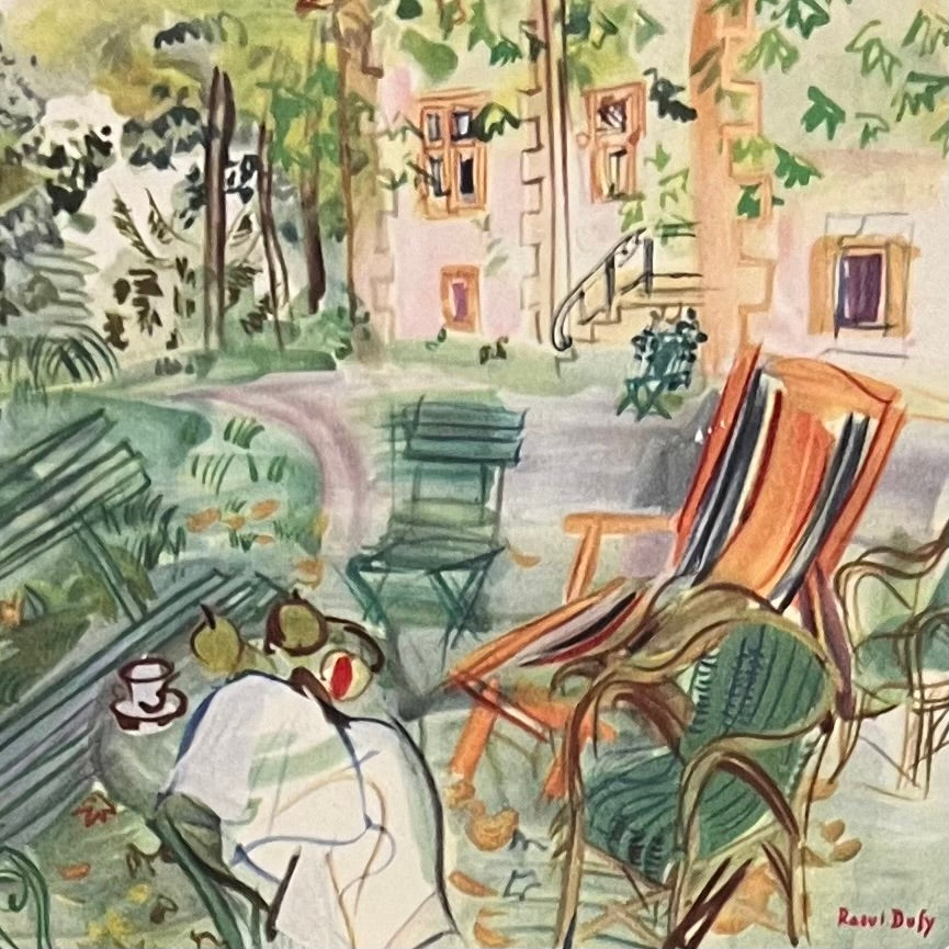 Vintage 1950 French Raoul Dufy "Jardin a Vernet-Les-Bains" Mini Vintage Art Print