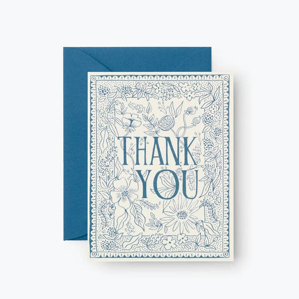 Blue Floral “Thank You” Card