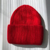 Bright Red Ribbed Beanie Hat