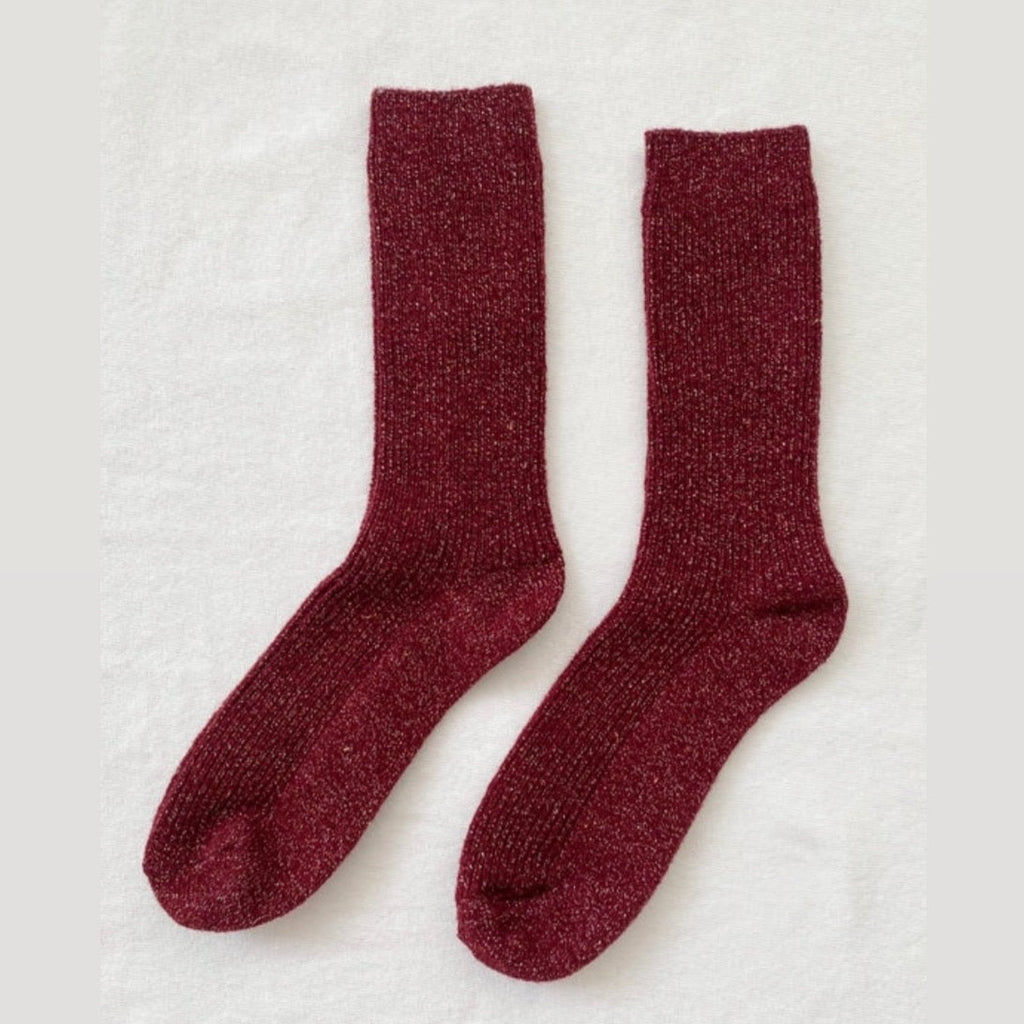Wine Red Wool Socks with Sparkles