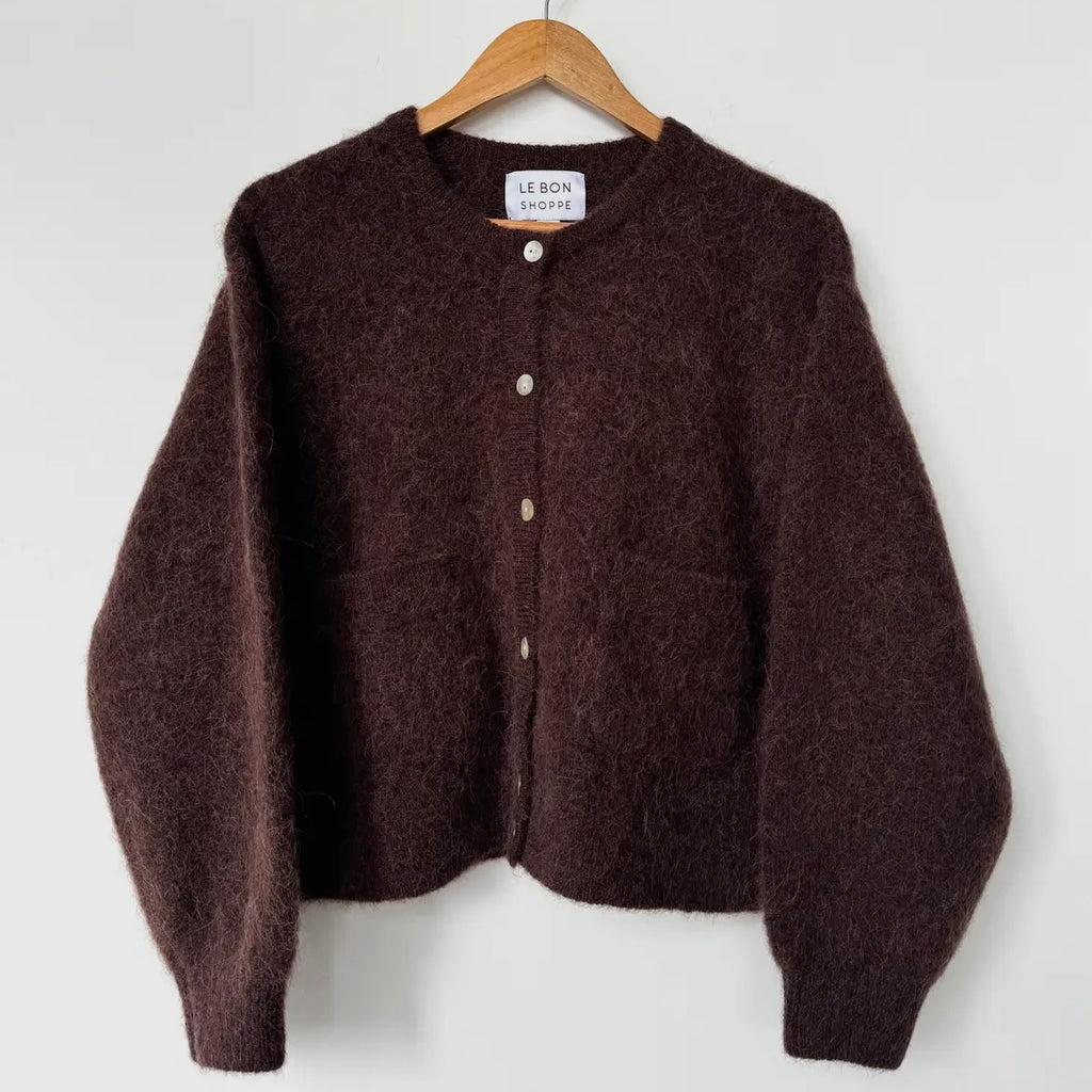 Amélie Alpaca Cardigan Sweater in Chocolate at Golden Rule Gallery in Excelsior, MN