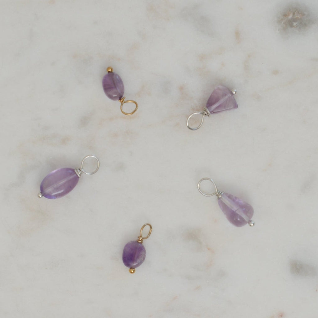 Amethyst Birth Stone Charms at Golden Rule Gallery