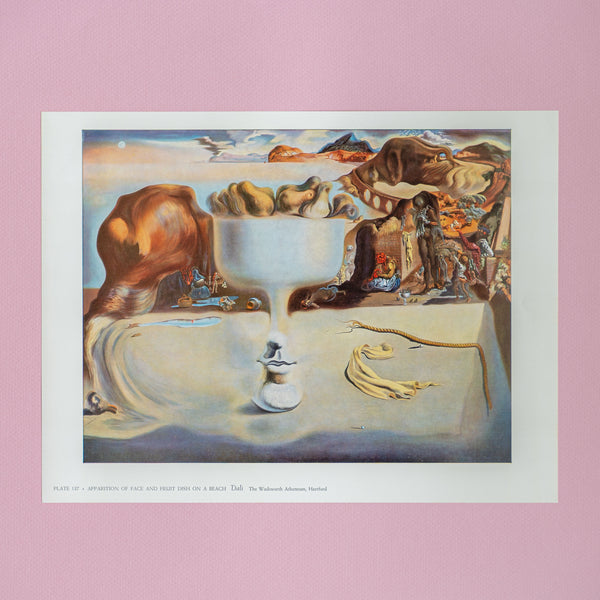 Vintage 1959 Salvador Dali “Apparition of Face and Fruit Dish on a Beach” Art Print