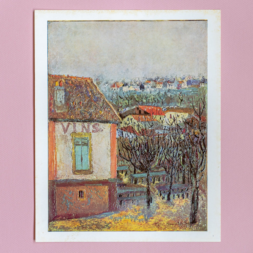 Vintage 1950s Utrillo "La Butte Pinson" Swiss Art Print 