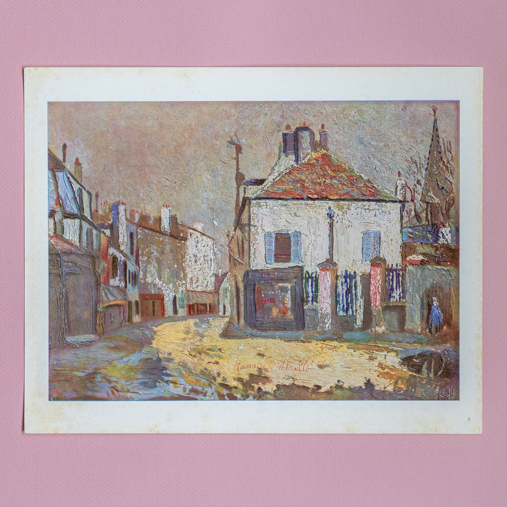 Vintage 1950s Utrillo "Suburban Landscape" Swiss Art Print