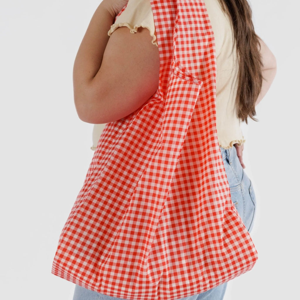 Red Checker Gingham Reusable Tote Bag 