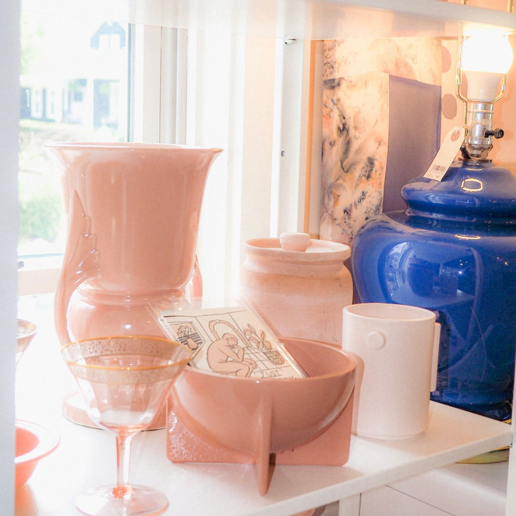 Vintage Pink Trophy Ceramic Vase with Handles