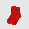 Red Happy Smiley Face Crew Socks by Baggu