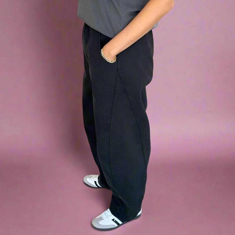 Black Wide Leg Long Arc Pants