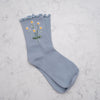 Slate Blue Ruffle Socks with Daisies