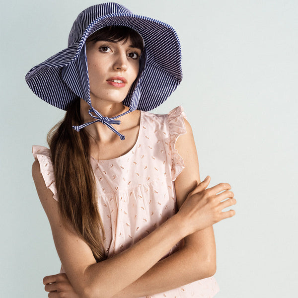 Blue Striped Sun Hat by Hansel from Basel