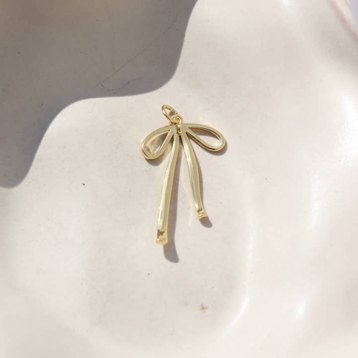 Gold Fill Bow Charm for Necklaces