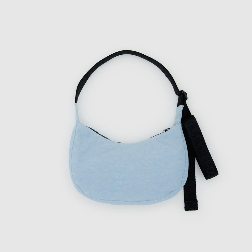 Baby Blue Ballet Icon Back Side of Baggu Small Nylon Crescent Bag at Golden Rule Gallery