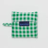 Baggu Baby Reusable Tote Bag in Green Gingham Folded in Pouch at Golden Rule Gallery