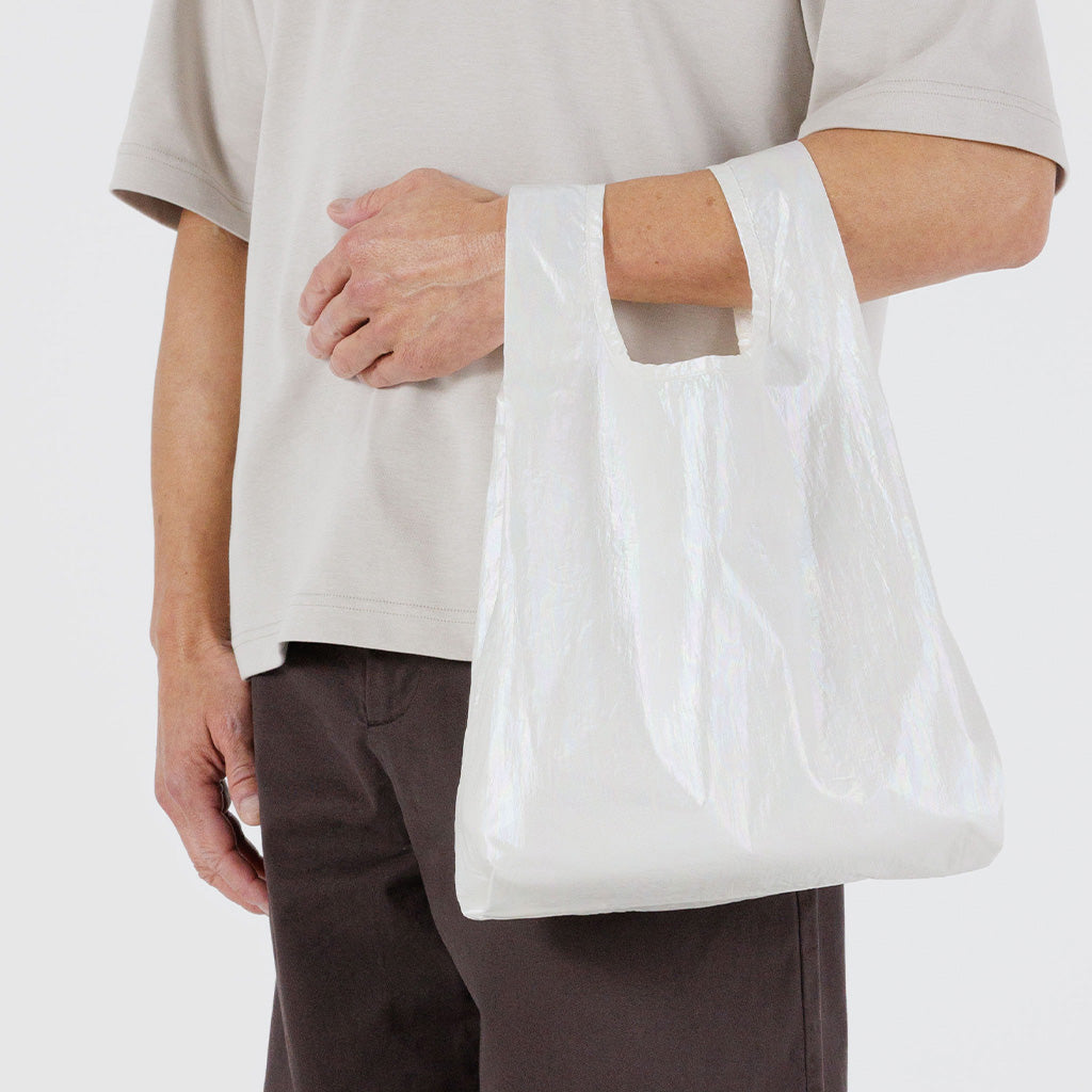 Baggu Baby Reusable Tote Bag in Metallic Pearl at Golden Rule Gallery