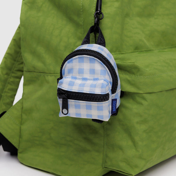 Baggu Backpack Charm in Light Blue Gingham at Golden Rule Gallery