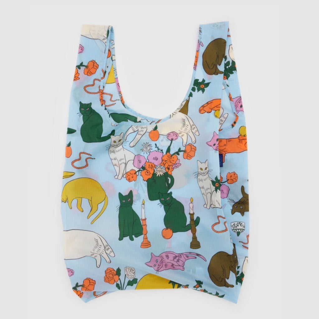 Baggu Big Reusable Tote Bag With Cats and Flowers at Golden Rule Gallery