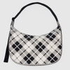 Baggu Black and White Mixed Plaid Large Crescent Bag with Adjustable Strap at Golden Rule Gallery