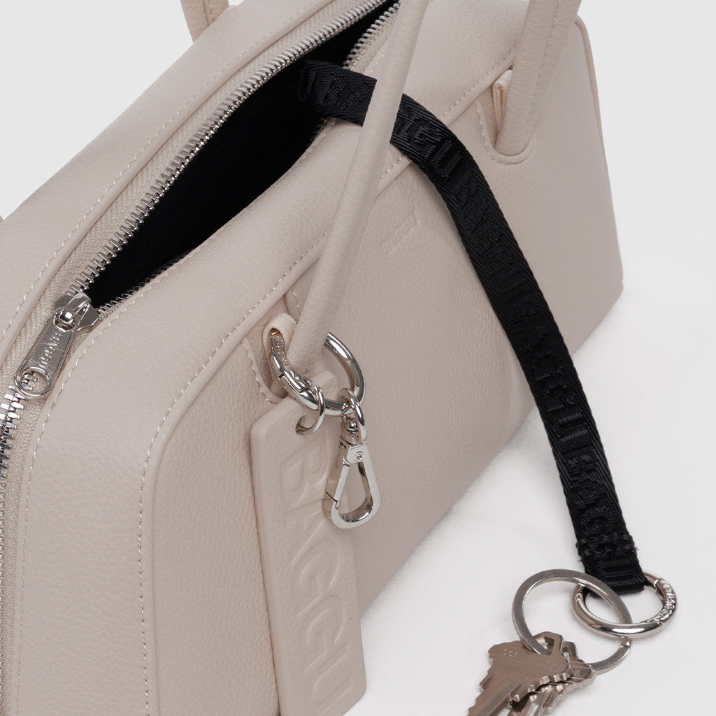 Baggu Cream Leather Small Bowler Bag at Golden Rule Gallery