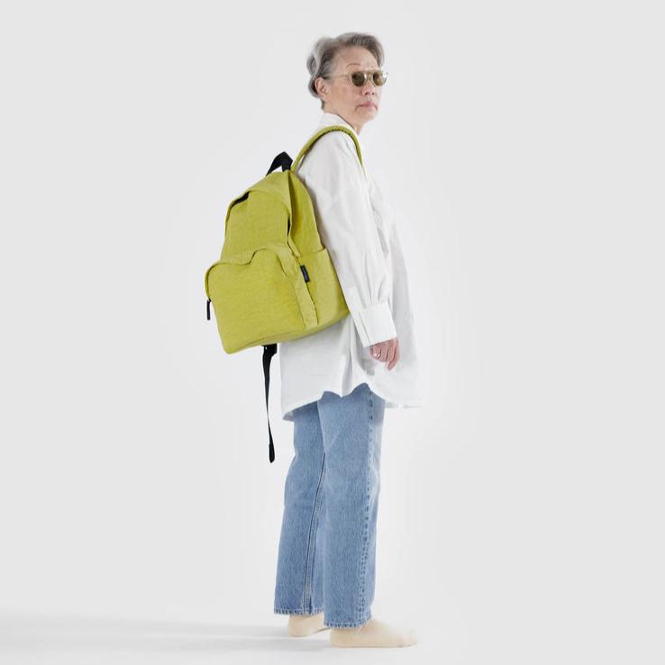 Baggu Large Nylon Backpack in Green Lemongrass at Golden Rule Gallery