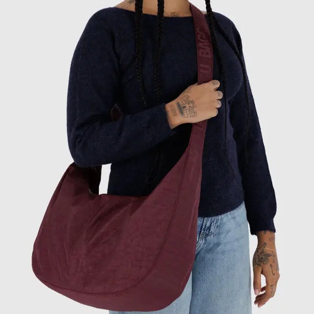 Baggu Large Nylon Crescent Bag in Burgundy at Golden Rule Gallery