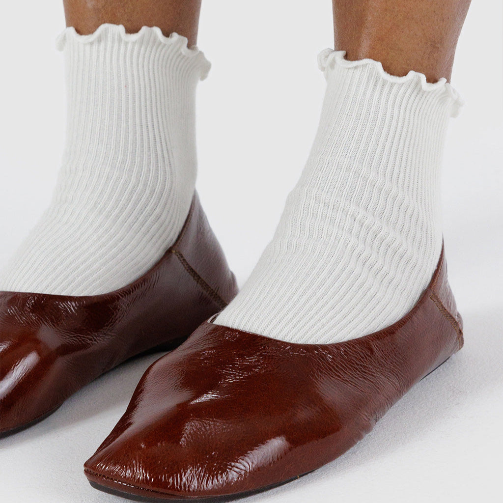 Baggu Lettuce Edge Ruffle Socks in White at Golden Rule Gallery