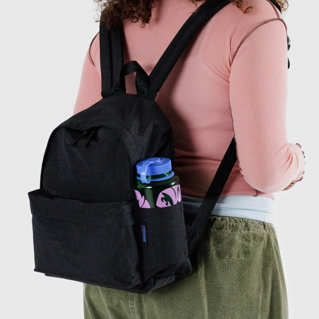 baggu black leather backpack Recycled Bowler Bag and impact Recycled Leather Pochette