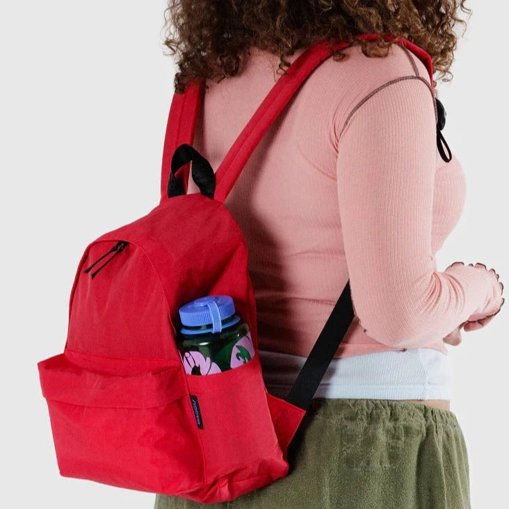 Baggu Medium Nylon Backpack With Adjustable Straps In Candy Apple Red at Golden Rule Gallery