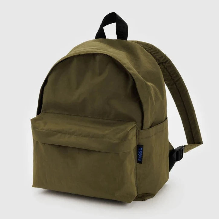 Baggu Medium Nylon Backpack With Laptop Sleeve in Seaweed Green at Golden Rule Gallery