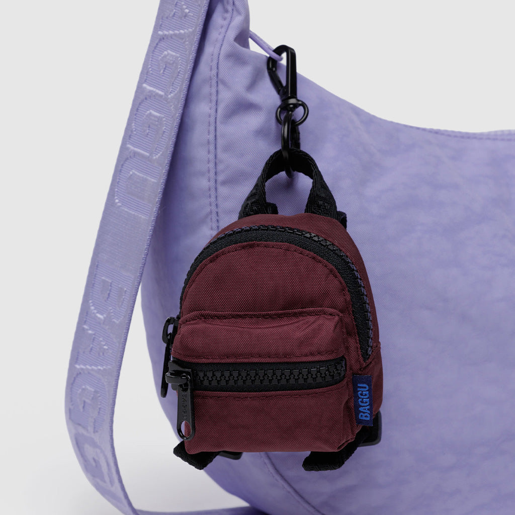 Baggu Mini Mahogany Brown Backpack Charm at Golden Rule Gallery