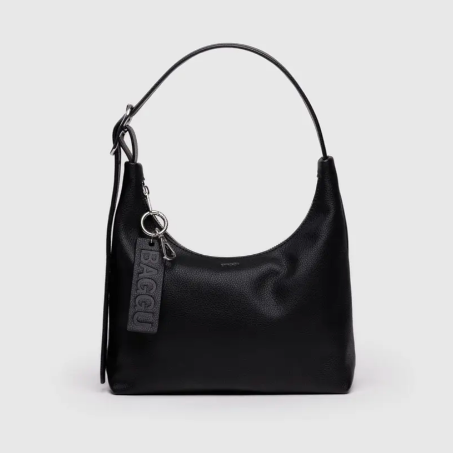 Baggu Mini Recycled Leather Shoulder Bag in Black at Golden Rule Gallery
