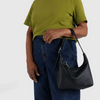Baggu Mini Recycled Leather Shoulder Bag in the Color Black at Golden Rule Gallery