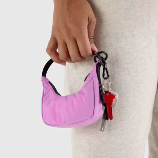 Baggu Peony Pink Crescent Tiny Bag Charm at Golden Rule Gallery