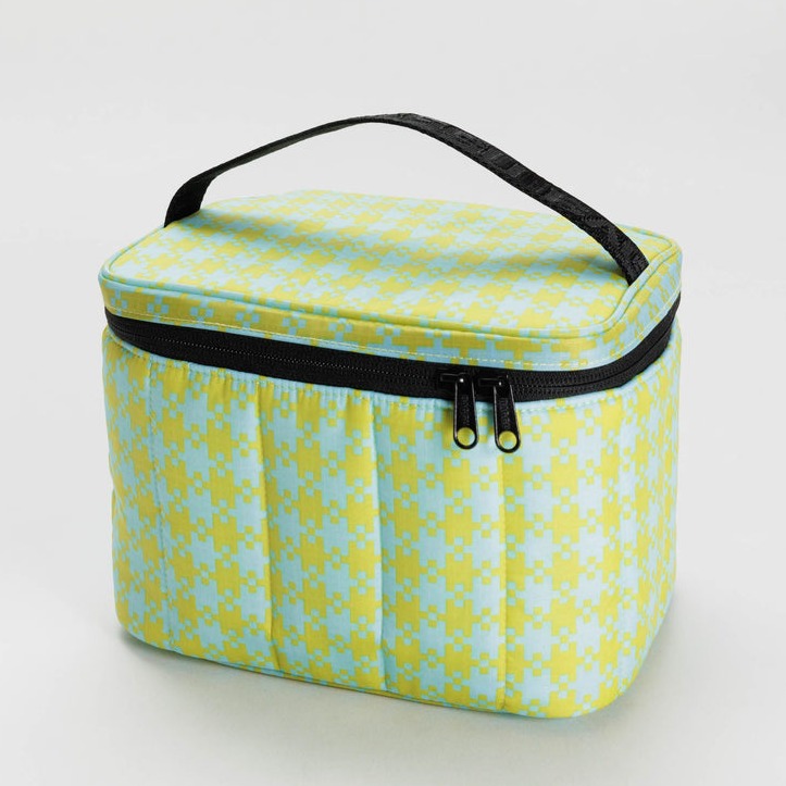 Baggu Puffy Small Lunch Cooler Tote in Mint Gingham Pixel at Golden Rule Gallery