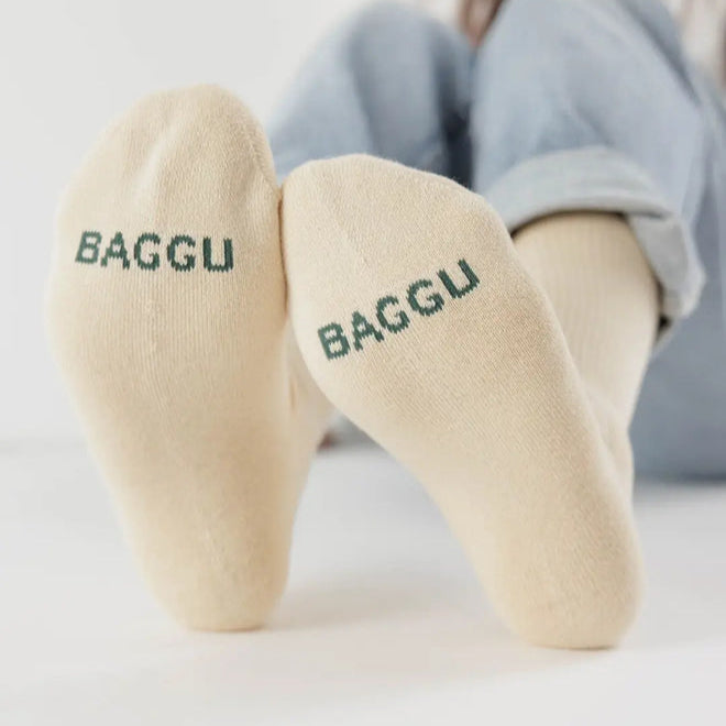 Baggu Ribbed Socks in Ecru at Golden Rule Gallery