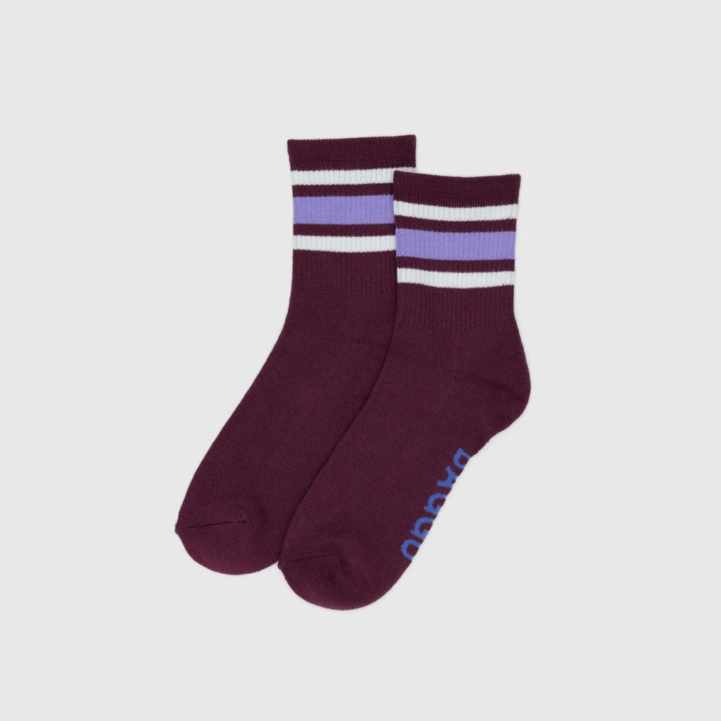 Baggu Ribbed Socks in Mahogany Stripe at Golden Rule Gallery