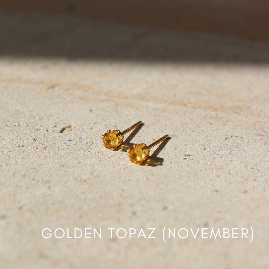 Golden Topaz Birthstone Earrings Jewelry for November Birthday 