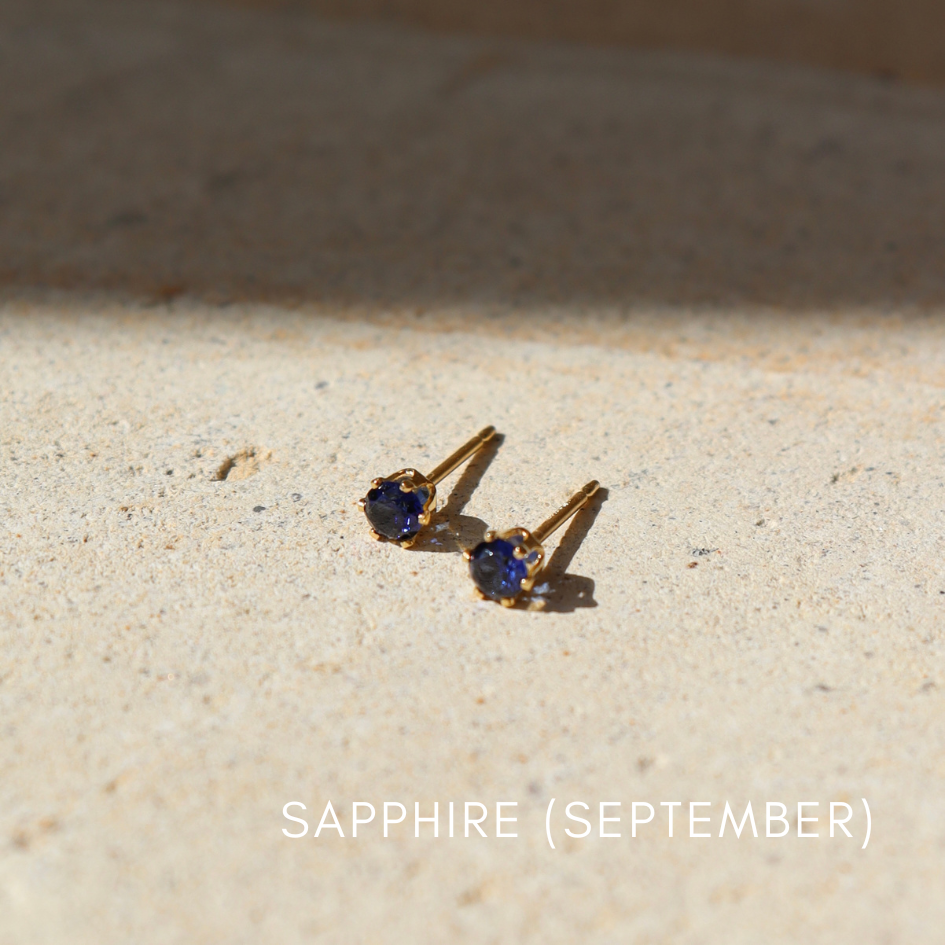 Birthstone Studs in Sapphire for September Birth Month 