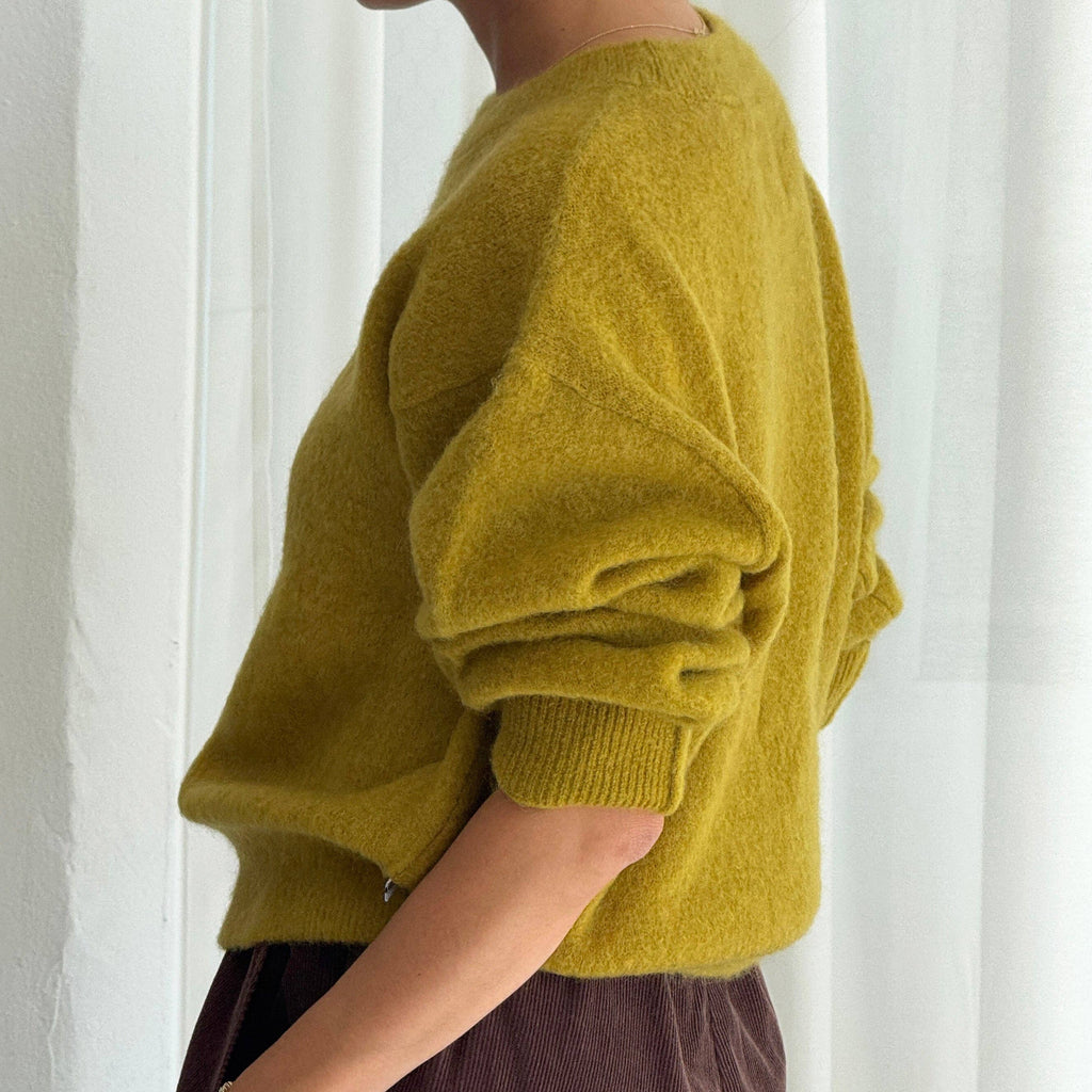 Bistro Yellow Crewneck Finn Mohair and Wool Sweater
