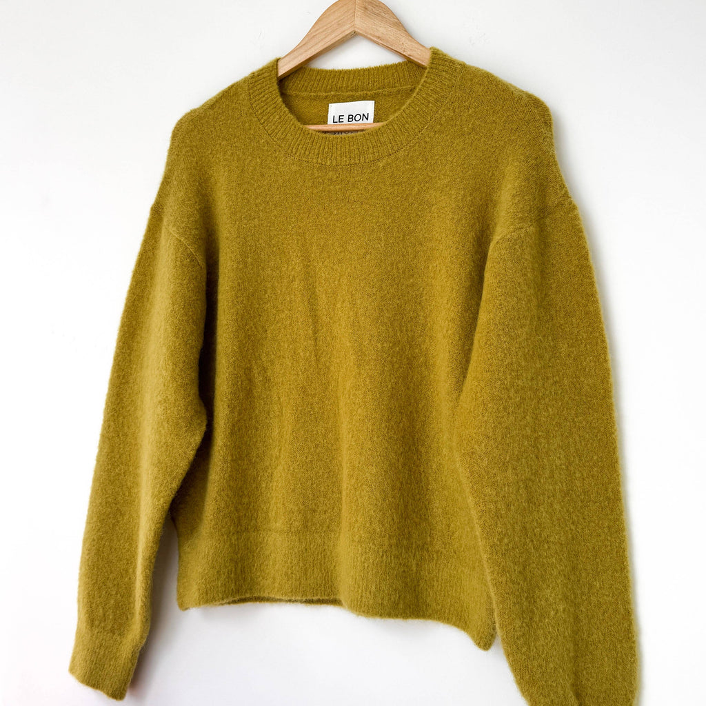 Bistro Yellow Mohair Crewneck Sweater 