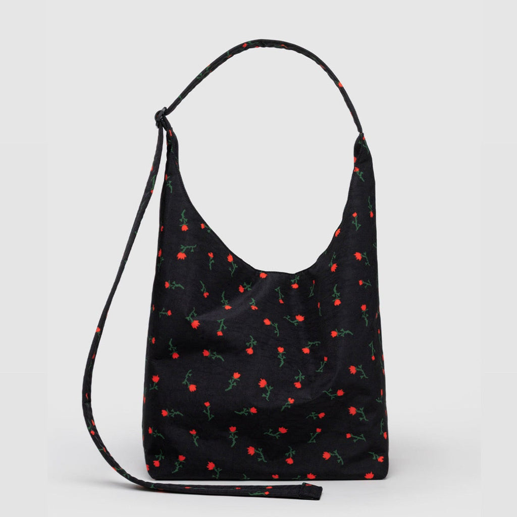 Black Baggu Large Nylon Sling With Red Flowers at Golden Rule Gallery