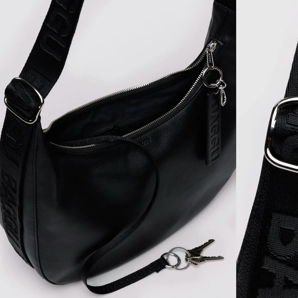 Black Baggu Medium Recycled Leather Crescent Bag at Golden Rule Gallery
