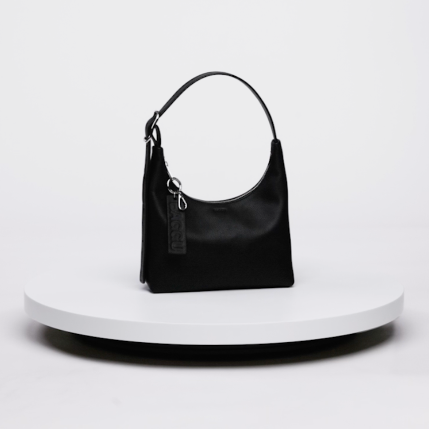 Black Leather Mini Baggu Bag Available at Golden Rule Gallery in Excelsior, MInnesota