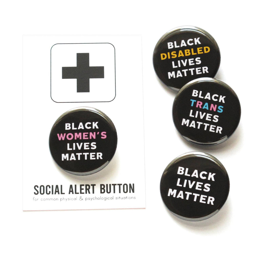 Black Lives Matter Social Alert Buttons at Golden Rule Gallery