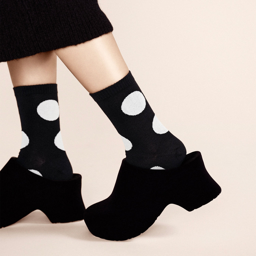 Black Polka Dot Rie Crew Socks by Hansel from Basel at Golden Rule Gallery in Excelsior MN