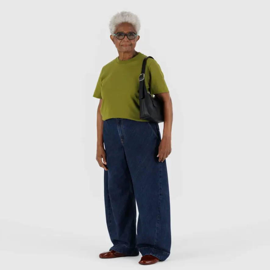 Black Shoulder Leather Bag Made By Baggu at Golden Rule Gallery