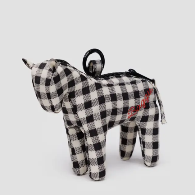 Black and White Gingham Baggu Horse Bag Charm at Golden Rule Gallery